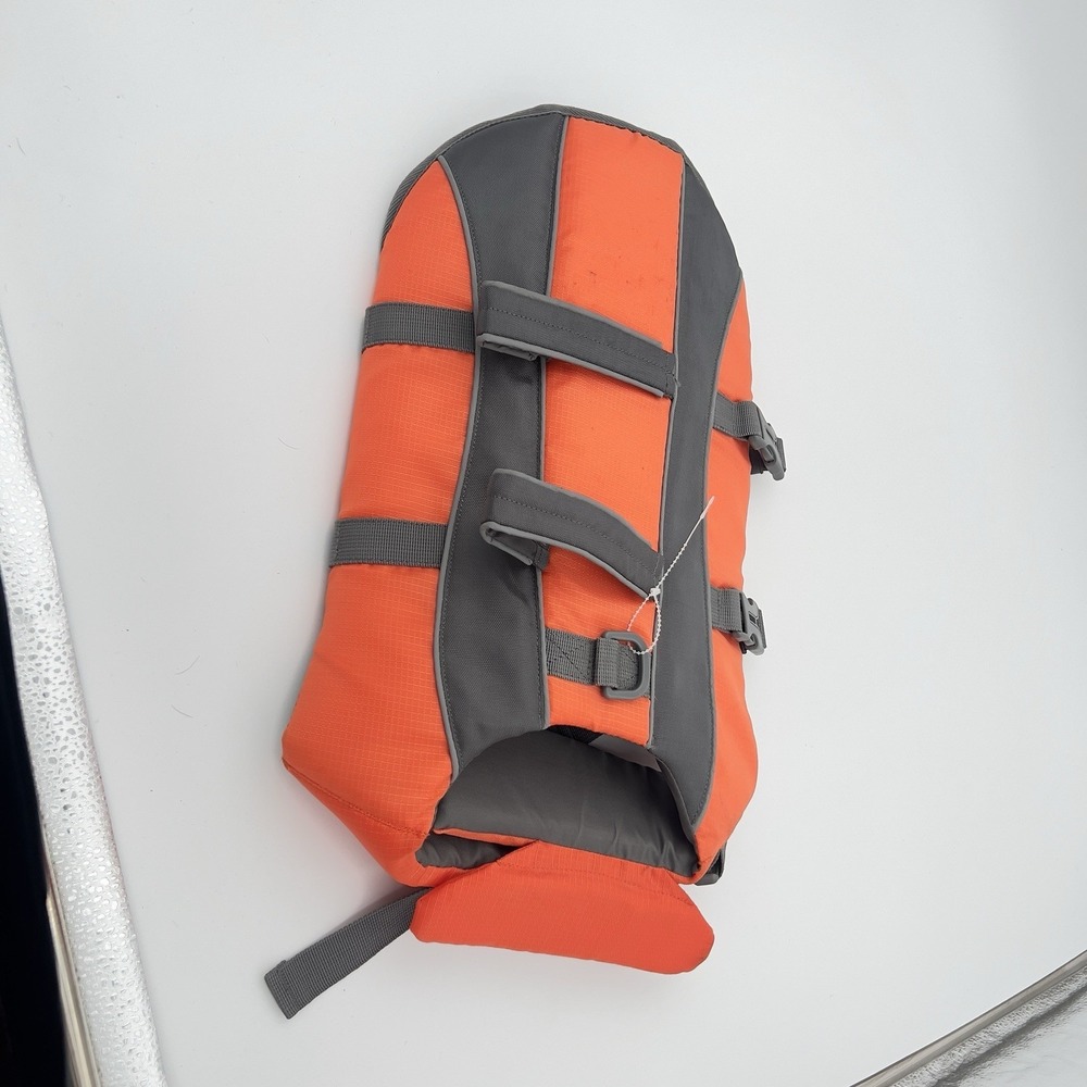 Frisco Dog Life Jacket Size Medium Orange Gray 30-55lbs Girth 21"-25"